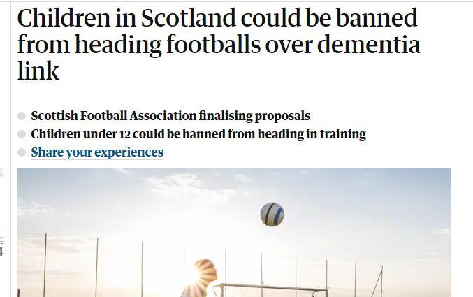 苏格兰禁止12岁以下儿童头球训练 研究称或致痴